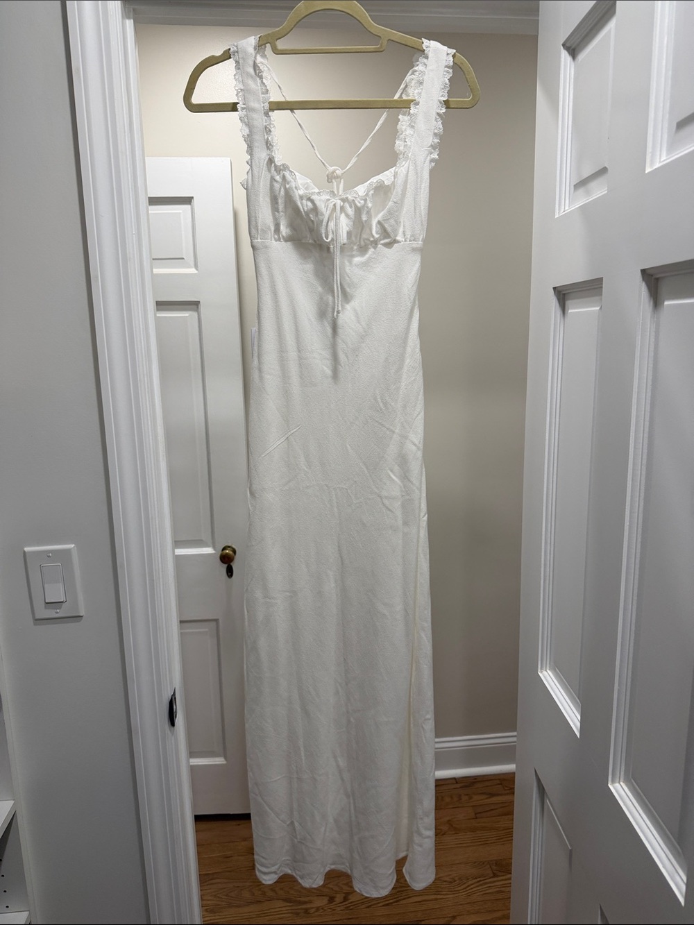 Princess Polly Ivory Lace-Trim Maxi Slip Dress